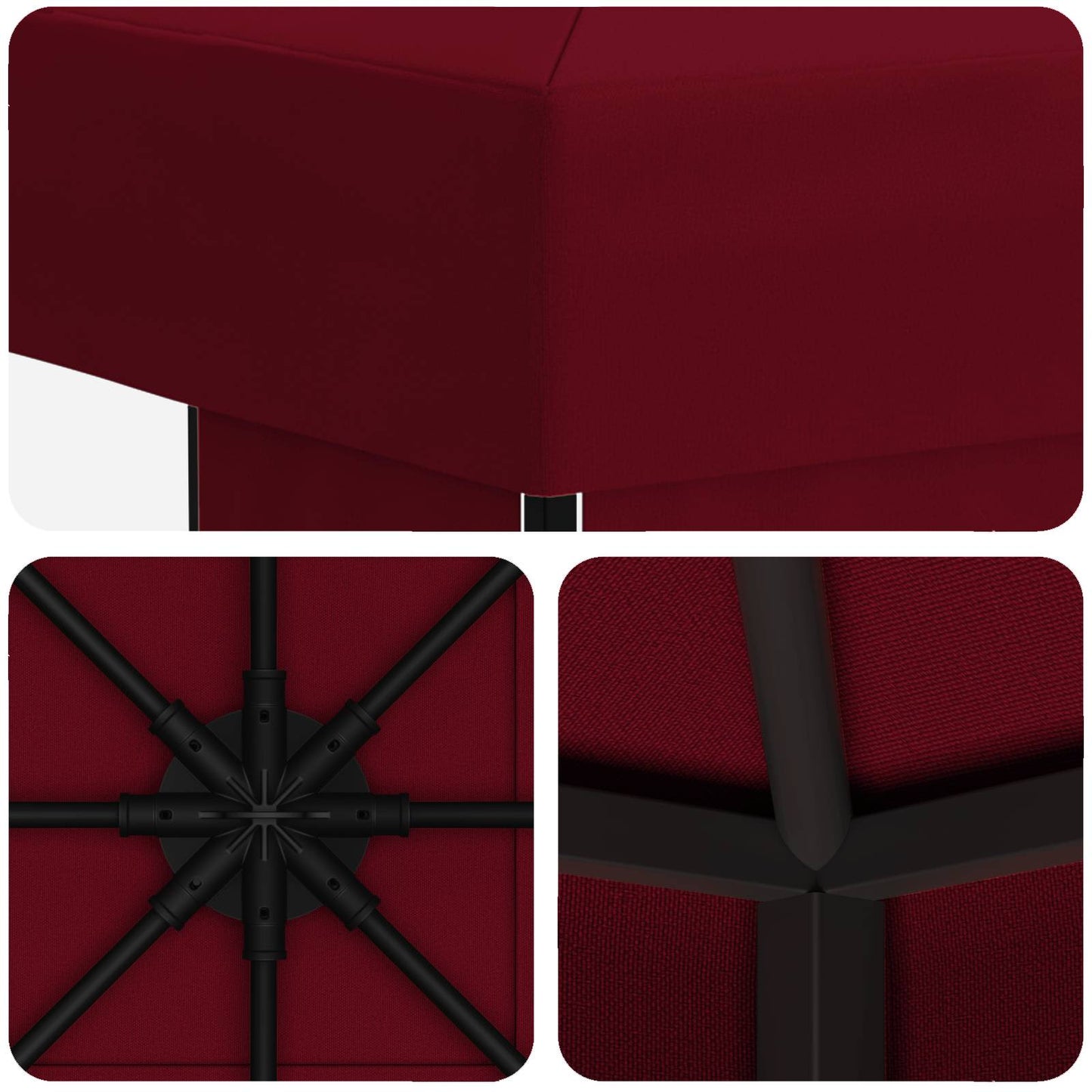 vidaXL Gazebo 3 x 3 m Burgundy Polyester and Steel 190 gsm