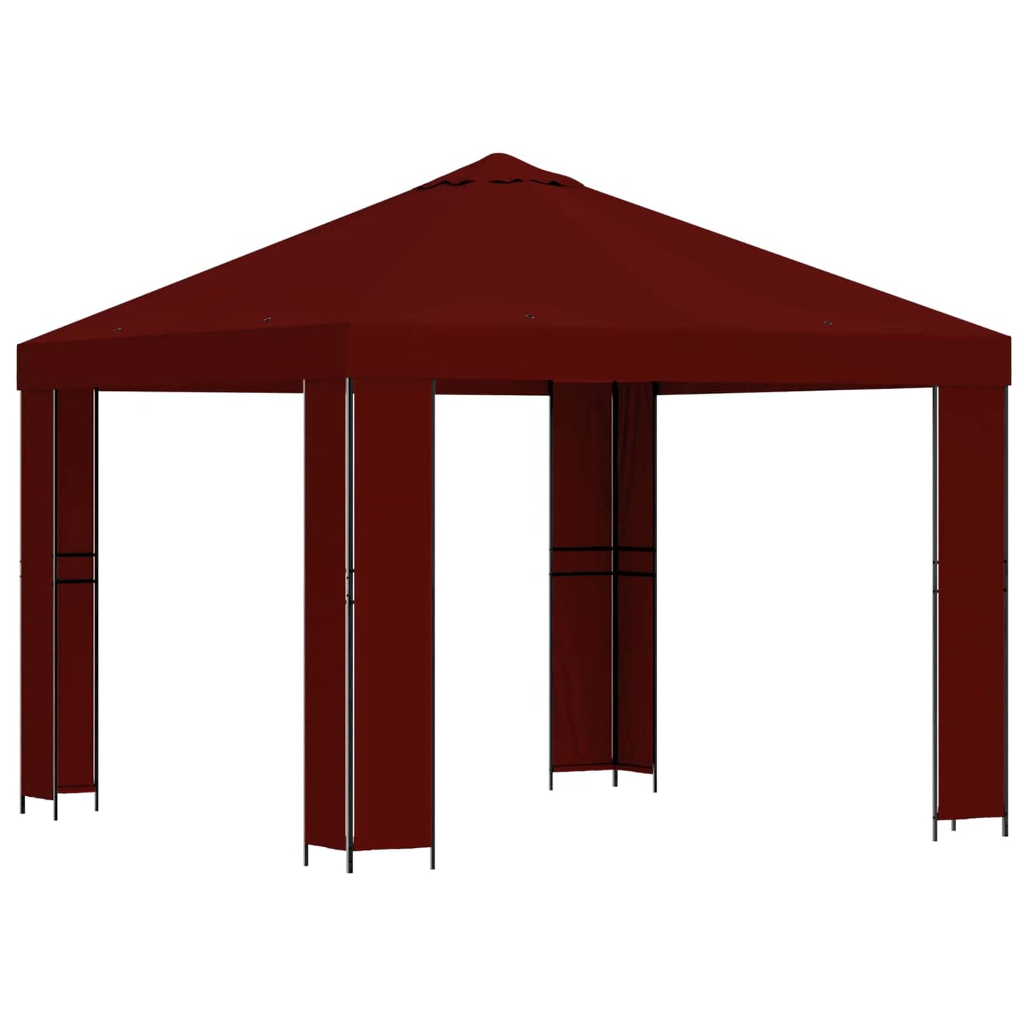 vidaXL Gazebo 3 x 3 m Burgundy Polyester and Steel 190 gsm