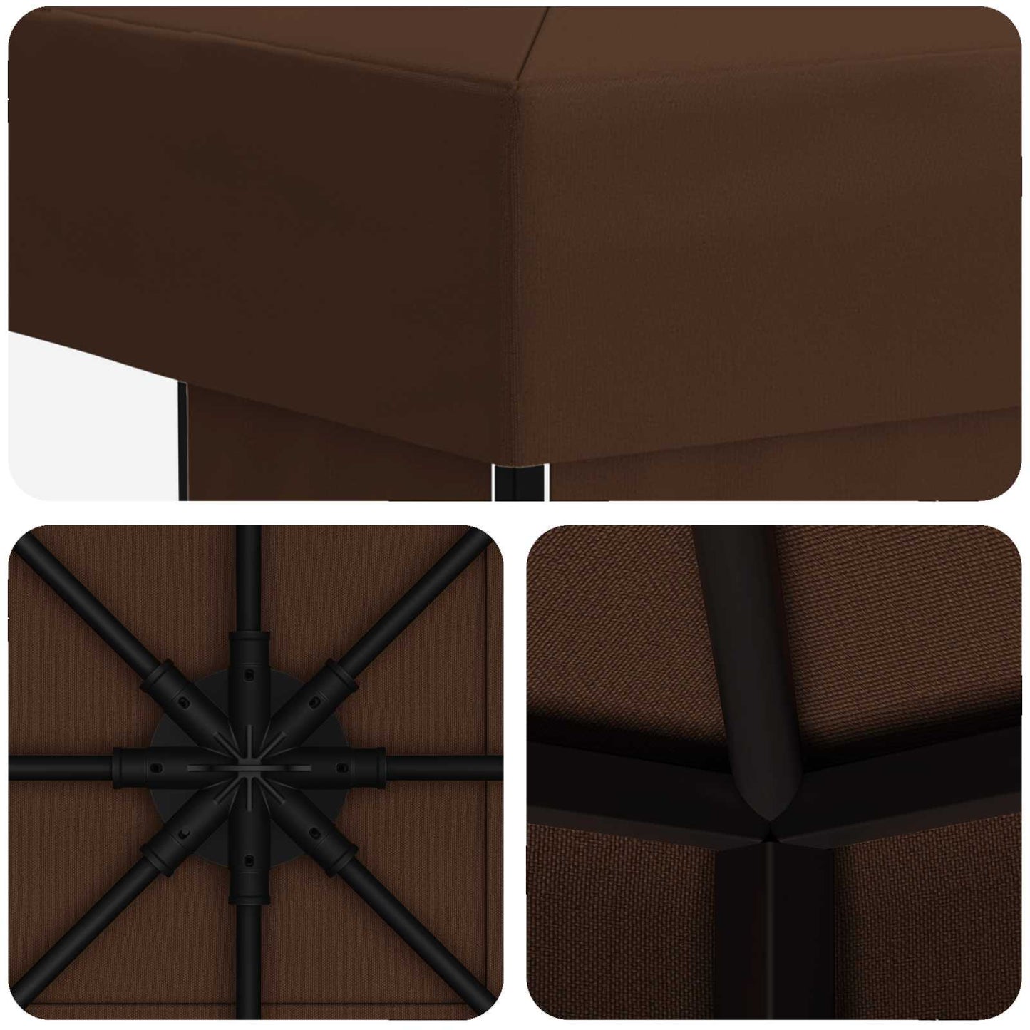vidaXL Gazebo 3 x 3 m Brown Polyester and Steel 190 gsm