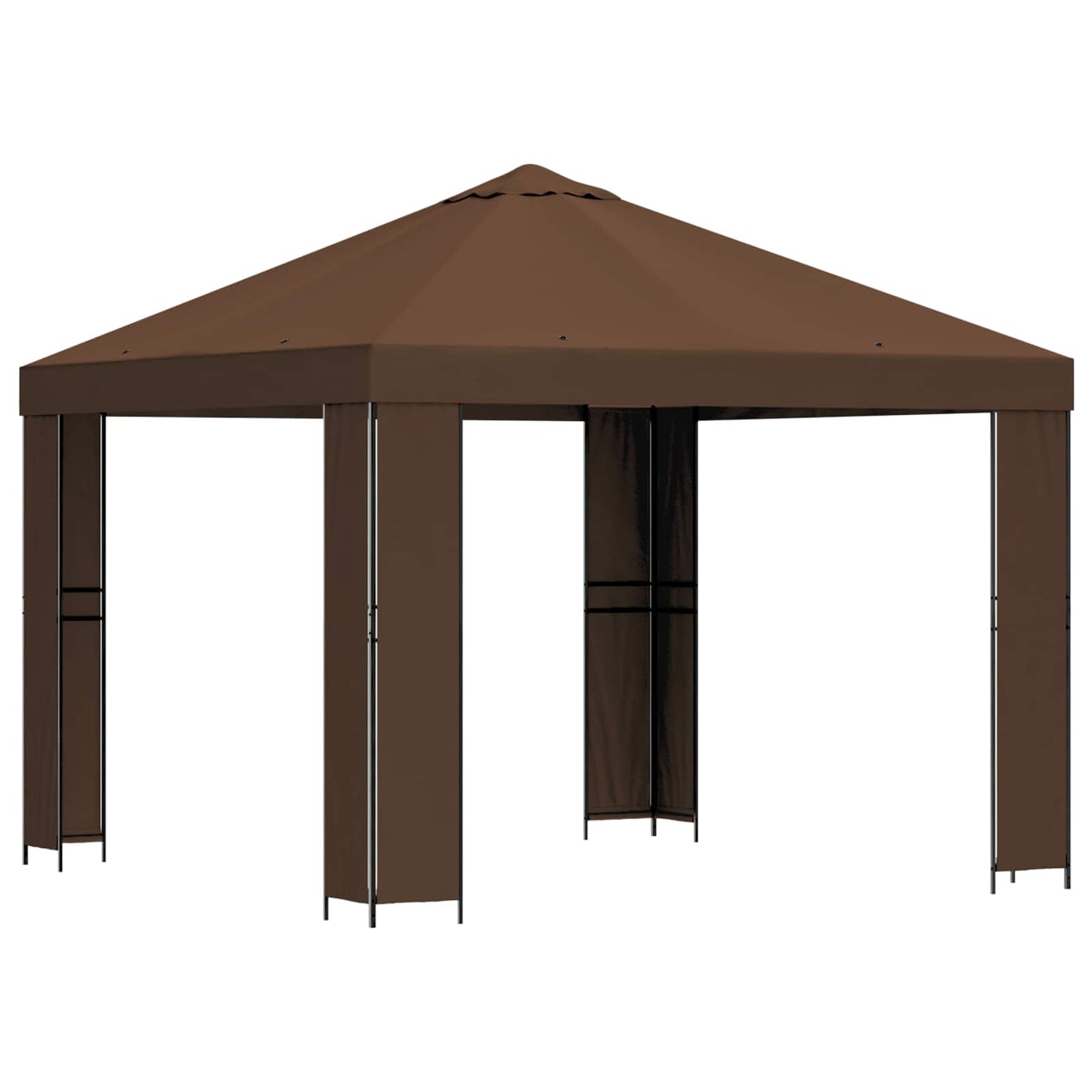 vidaXL Gazebo 3 x 3 m Brown Polyester and Steel 190 gsm