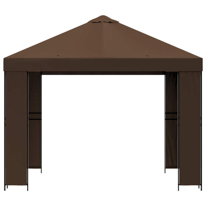 vidaXL Gazebo 3 x 3 m Brown Polyester and Steel 190 gsm