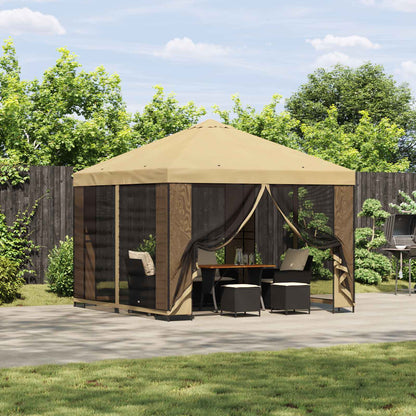 vidaXL Garden Gazebo with Sidewalls 3 x 3 m Cream Polyester and Steel