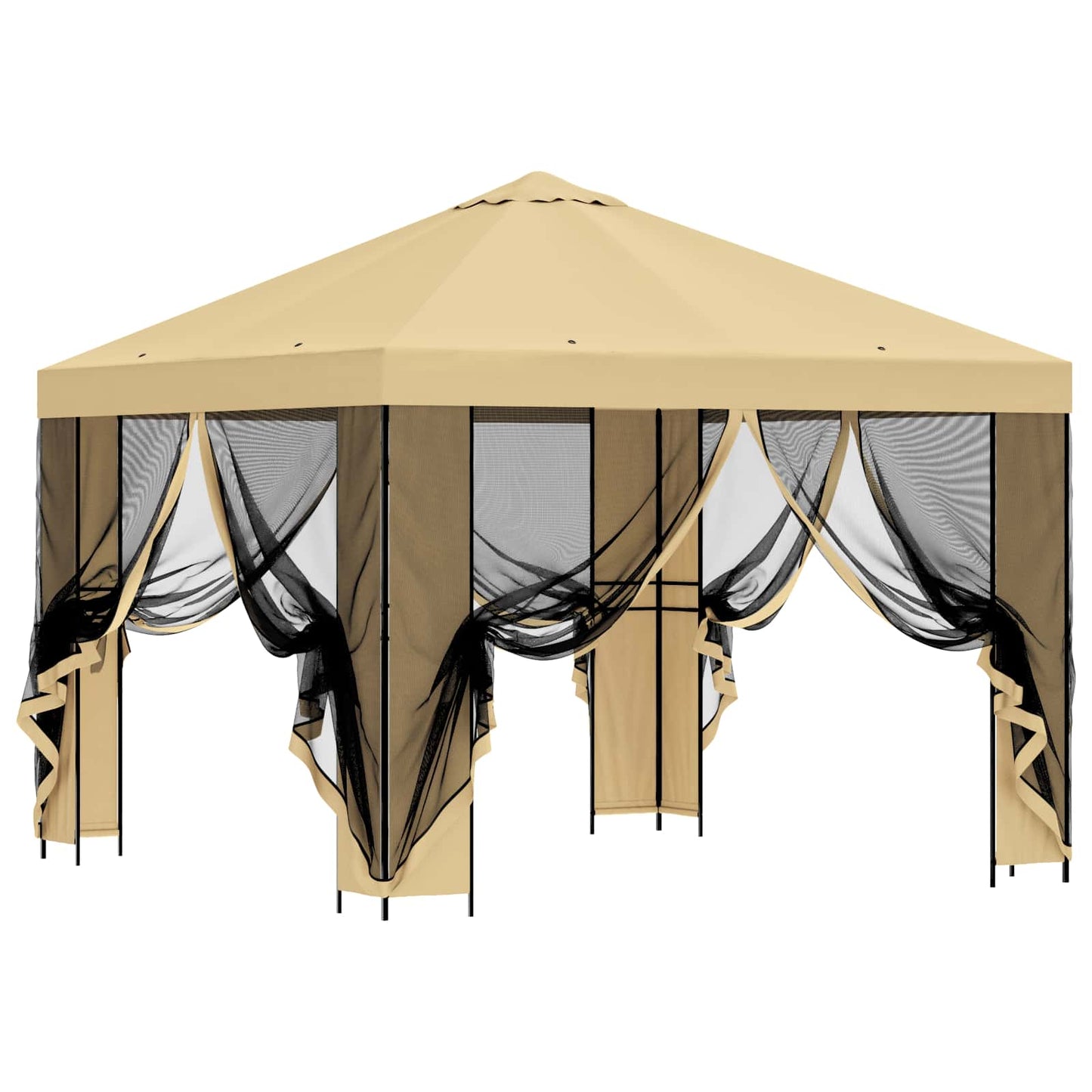 vidaXL Garden Gazebo with Sidewalls 3 x 3 m Cream Polyester and Steel