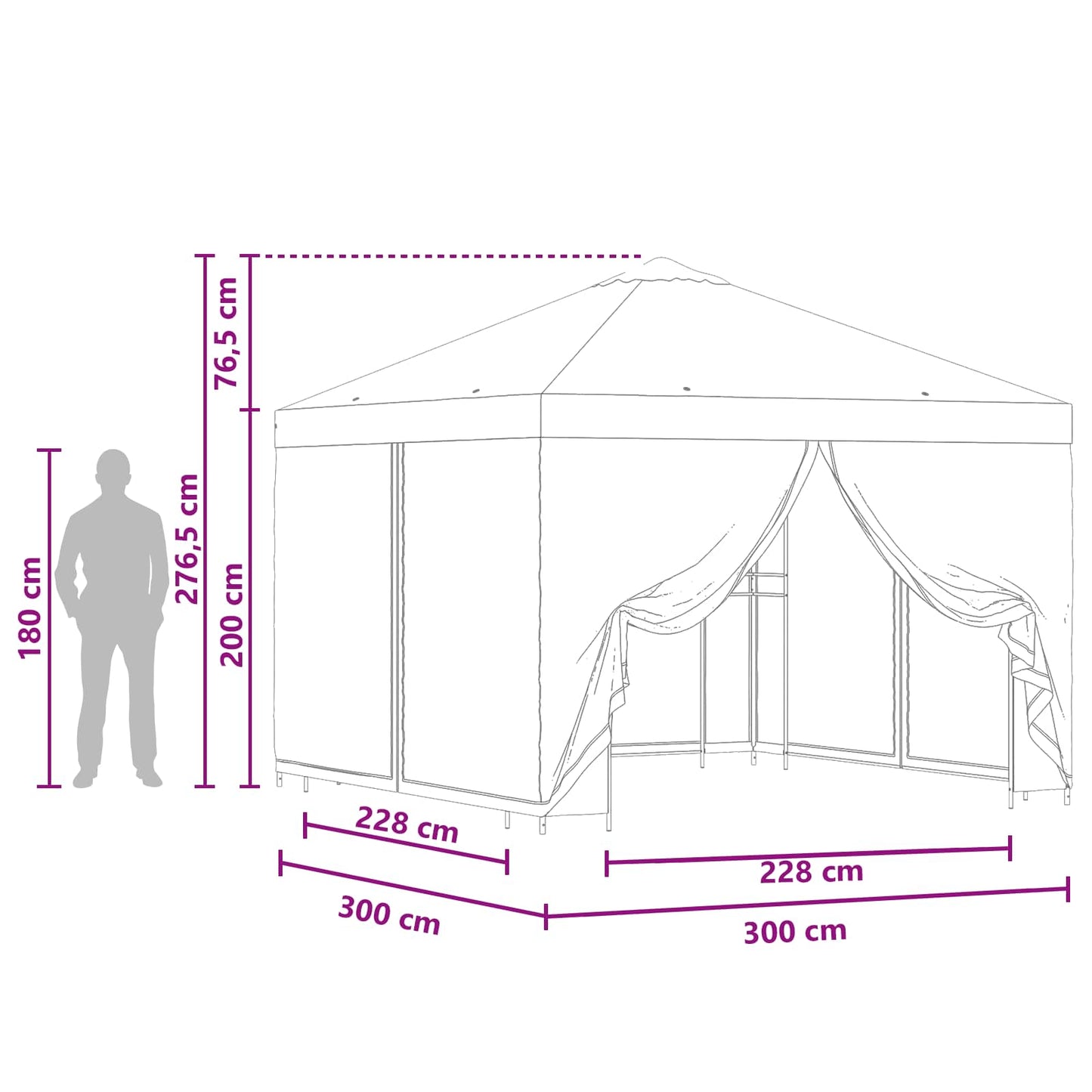 vidaXL Garden Gazebo with Sidewalls 3 x 3 m Anthracite