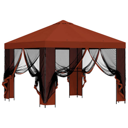 vidaXL Garden Gazebo with Sidewalls 3 x 3 m Terracotta