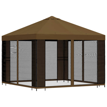 vidaXL Garden Gazebo with Sidewalls 3 x 3 m Taupe Polyester and Steel