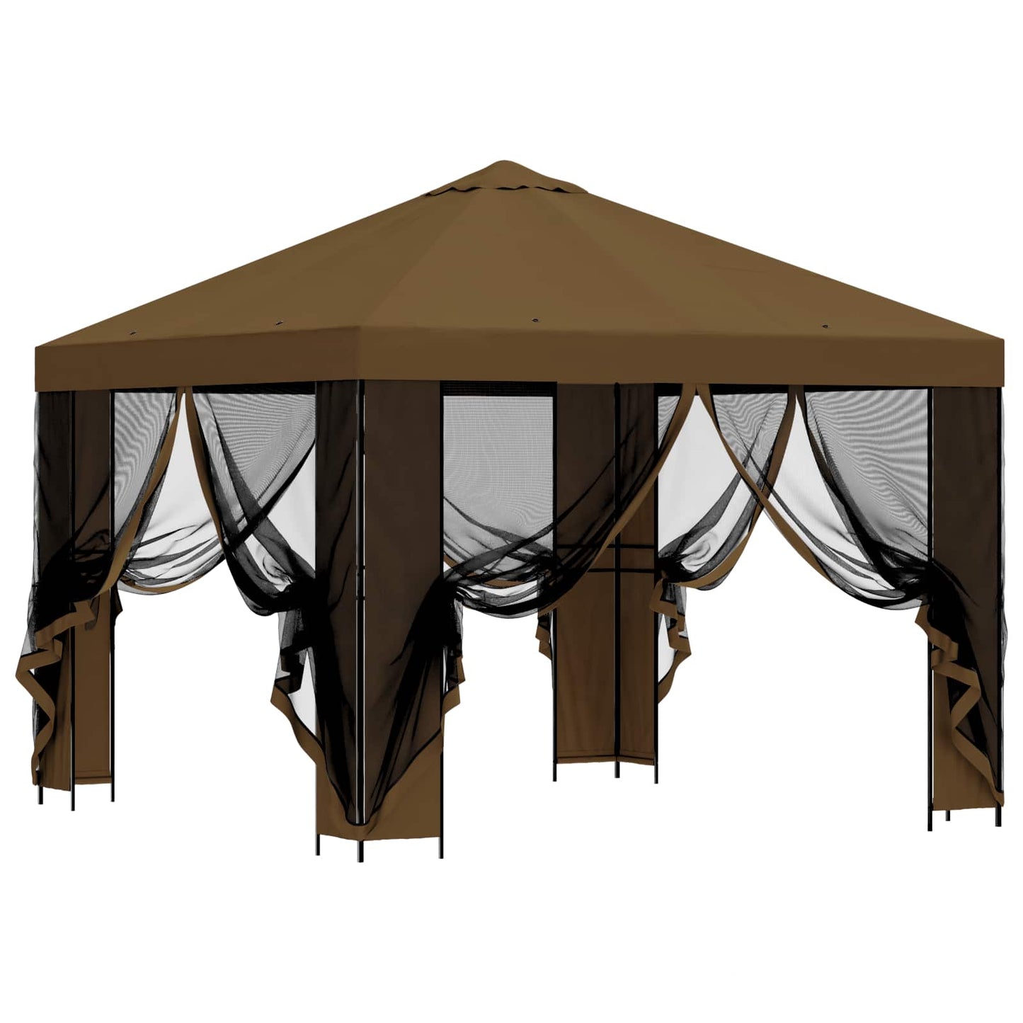 vidaXL Garden Gazebo with Sidewalls 3 x 3 m Taupe Polyester and Steel