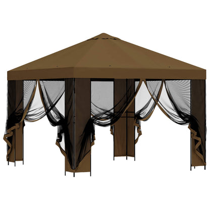 vidaXL Garden Gazebo with Sidewalls 3 x 3 m Taupe Polyester and Steel