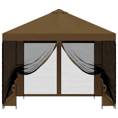 vidaXL Garden Gazebo with Sidewalls 3 x 3 m Taupe Polyester and Steel
