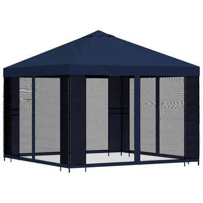 vidaXL Garden Gazebo with Sidewalls 3 x 3 m Blue Polyester and Steel