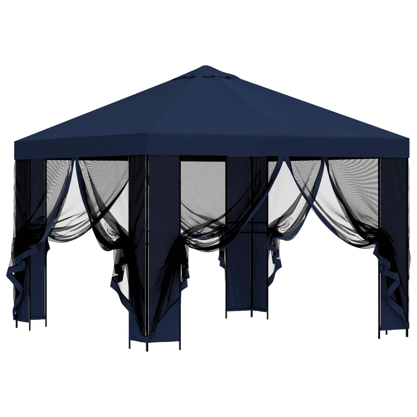 vidaXL Garden Gazebo with Sidewalls 3 x 3 m Blue Polyester and Steel