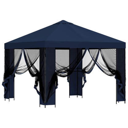 vidaXL Garden Gazebo with Sidewalls 3 x 3 m Blue Polyester and Steel