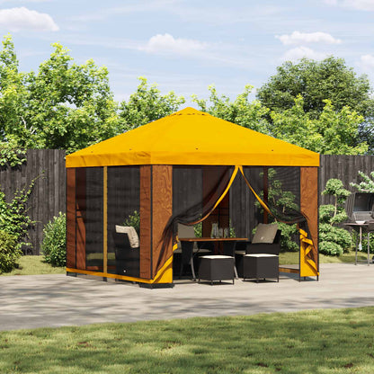 vidaXL Garden Gazebo with Sidewalls 3 x 3 m Yellow Polyester and Steel