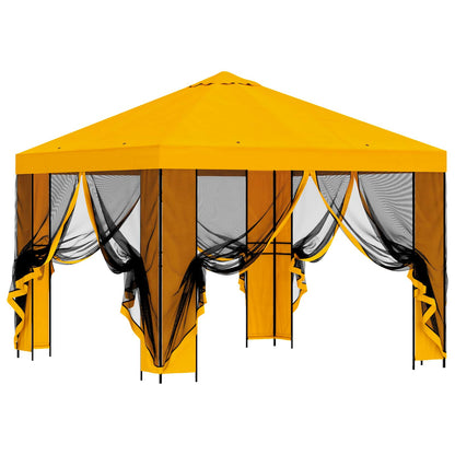 vidaXL Garden Gazebo with Sidewalls 3 x 3 m Yellow Polyester and Steel