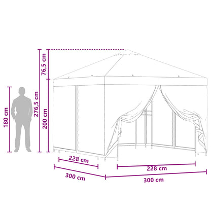 vidaXL Garden Gazebo with Sidewalls 3 x 3 m Yellow Polyester and Steel