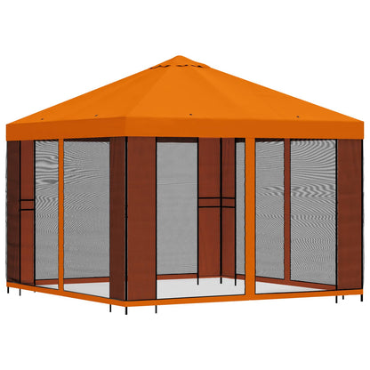 vidaXL Garden Gazebo with Sidewalls 3 x 3 m Orange Polyester and Steel