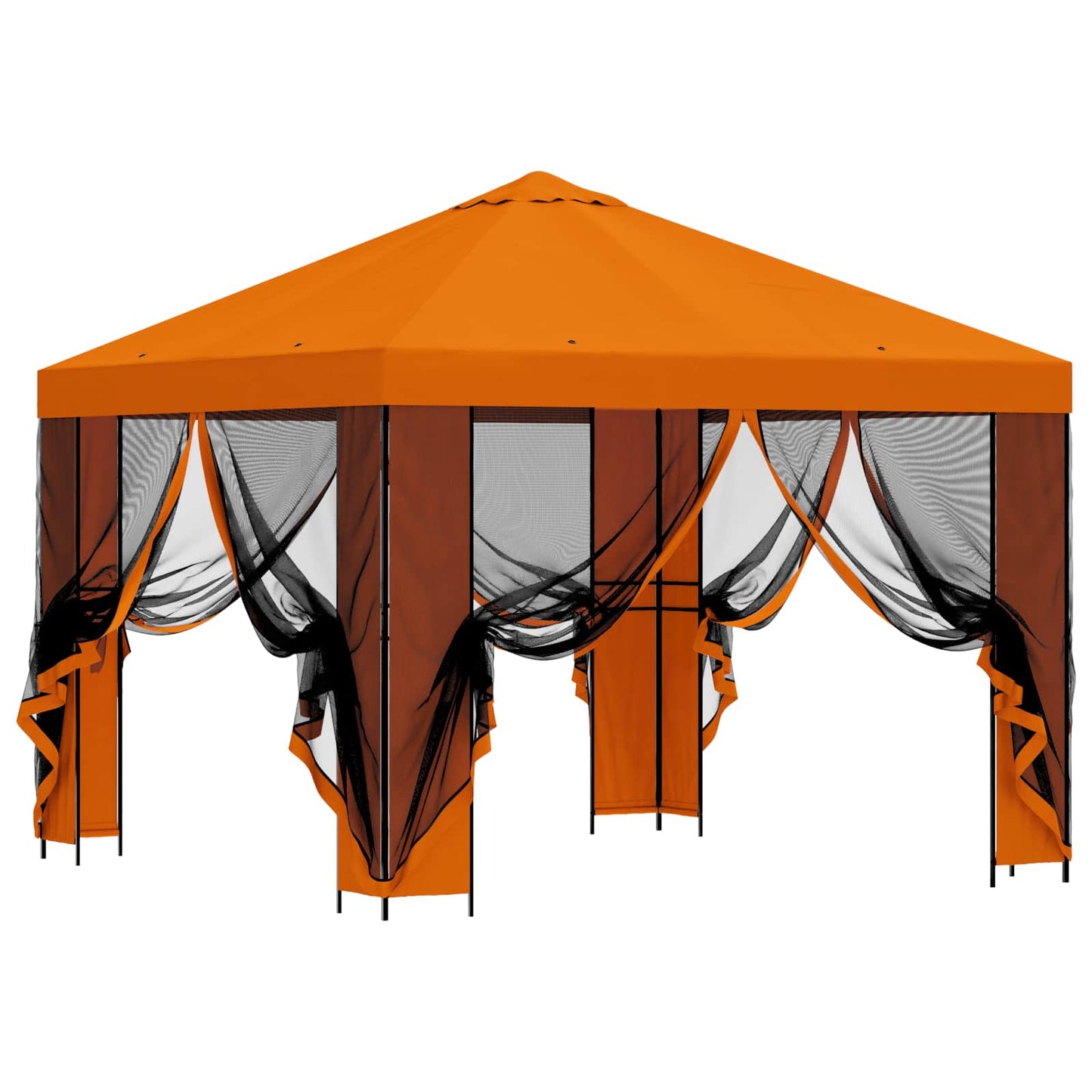 vidaXL Garden Gazebo with Sidewalls 3 x 3 m Orange Polyester and Steel