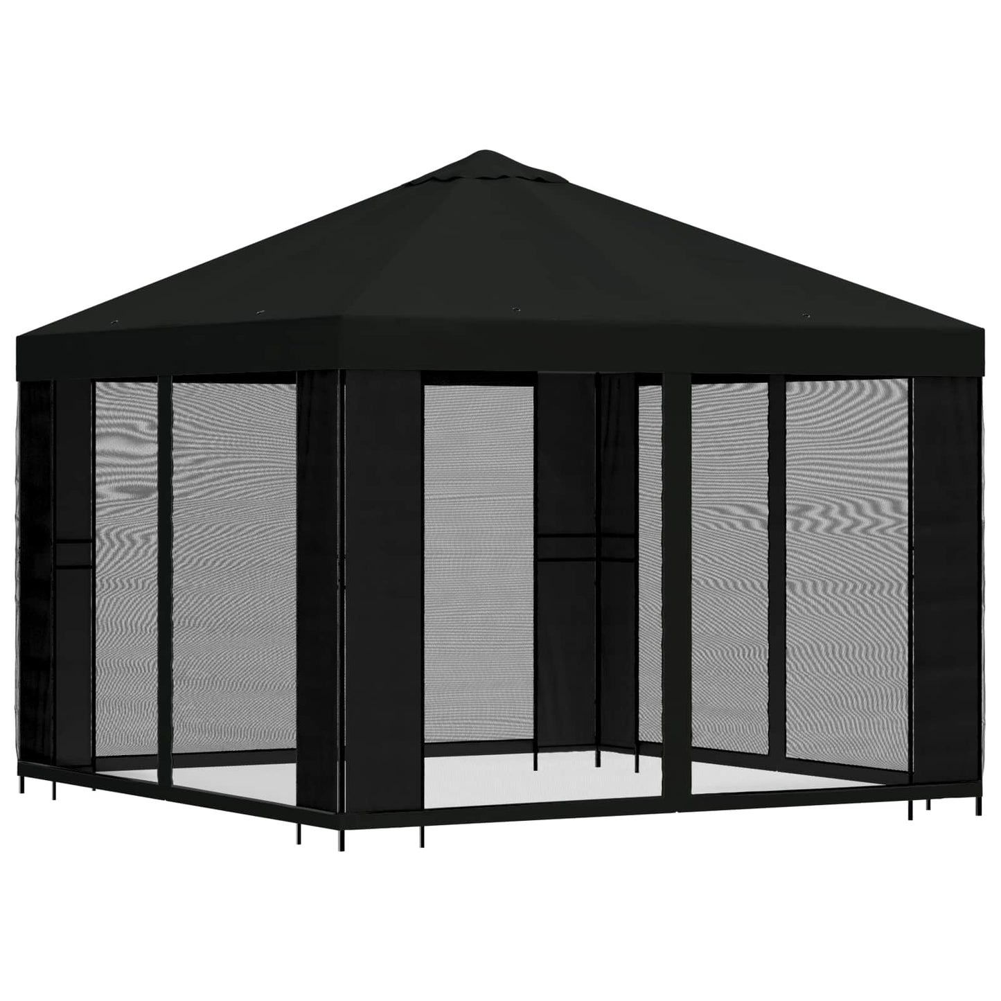 vidaXL Garden Gazebo with Sidewalls 3 x 3 m Black Polyester and Steel