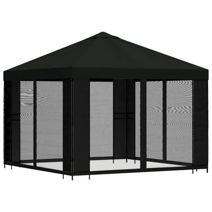 vidaXL Garden Gazebo with Sidewalls 3 x 3 m Black Polyester and Steel