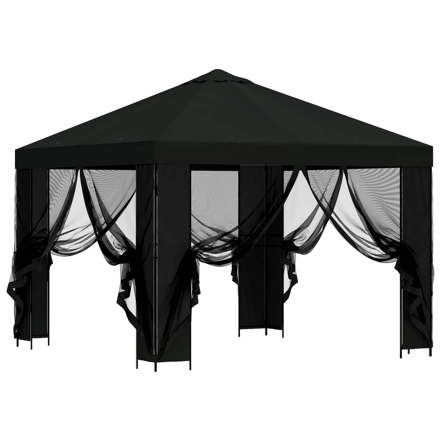 vidaXL Garden Gazebo with Sidewalls 3 x 3 m Black Polyester and Steel