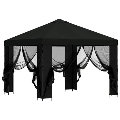 vidaXL Garden Gazebo with Sidewalls 3 x 3 m Black Polyester and Steel