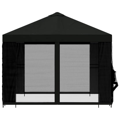 vidaXL Garden Gazebo with Sidewalls 3 x 3 m Black Polyester and Steel