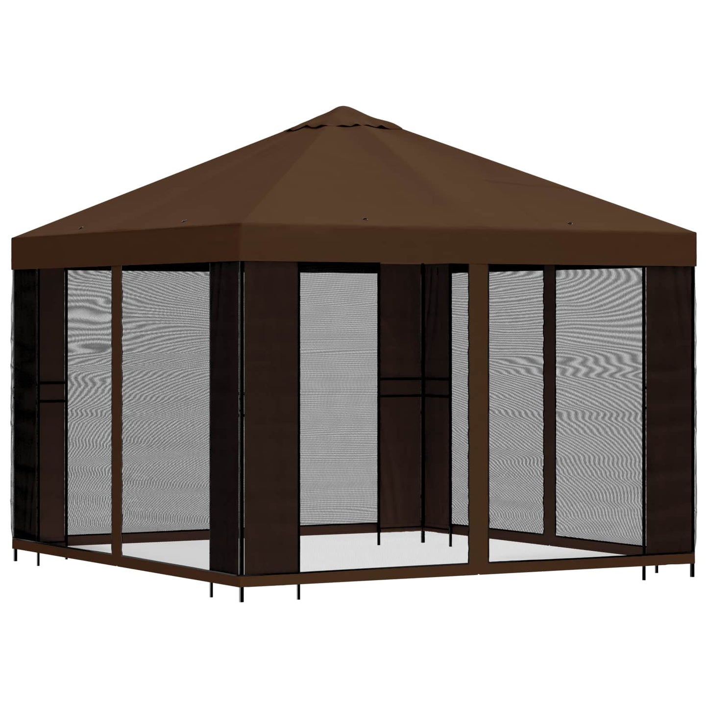 vidaXL Garden Gazebo with Sidewalls 3 x 3 m Brown Polyester and Steel