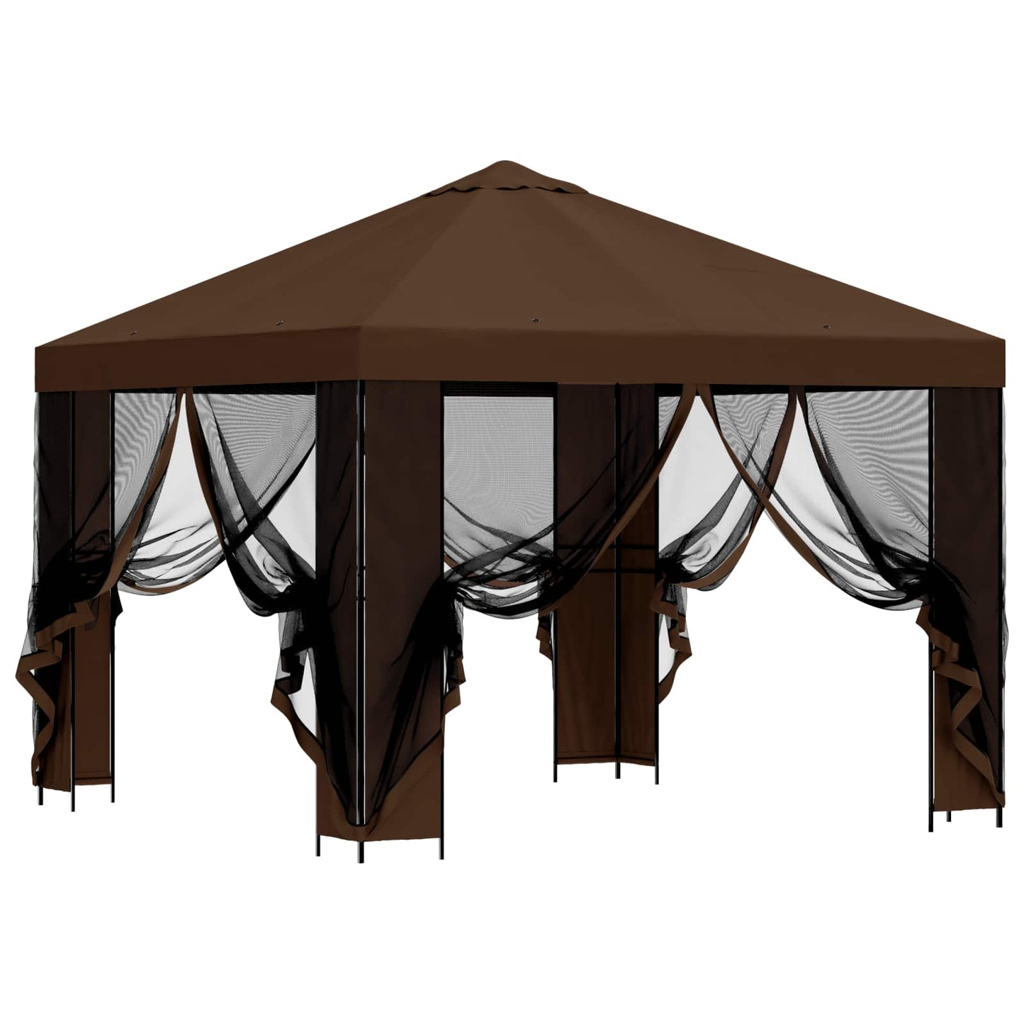 vidaXL Garden Gazebo with Sidewalls 3 x 3 m Brown Polyester and Steel