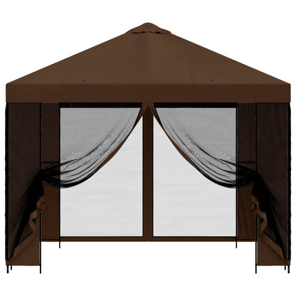 vidaXL Garden Gazebo with Sidewalls 3 x 3 m Brown Polyester and Steel