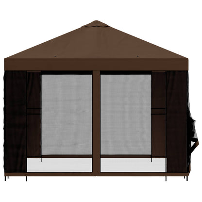 vidaXL Garden Gazebo with Sidewalls 3 x 3 m Brown Polyester and Steel