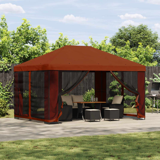 vidaXL Gazebo 4 x 3 m Terracotta Polyester and Steel 190 gsm