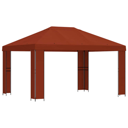 vidaXL Gazebo 4 x 3 m Terracotta Polyester and Steel 190 gsm