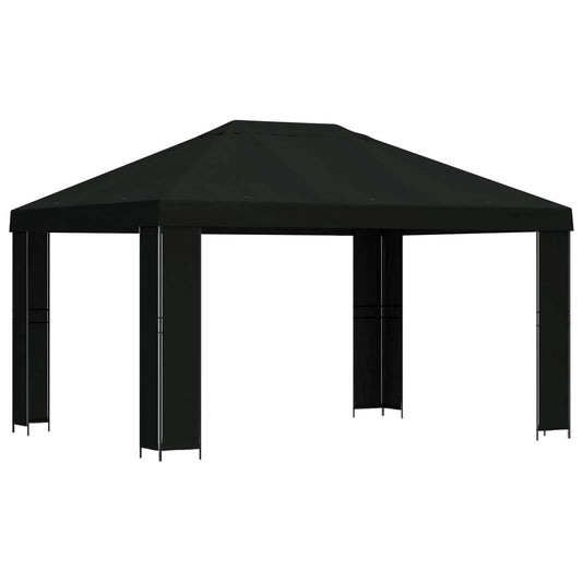 vidaXL Gazebo 4 x 3 m Black Polyester and Steel 190 gsm
