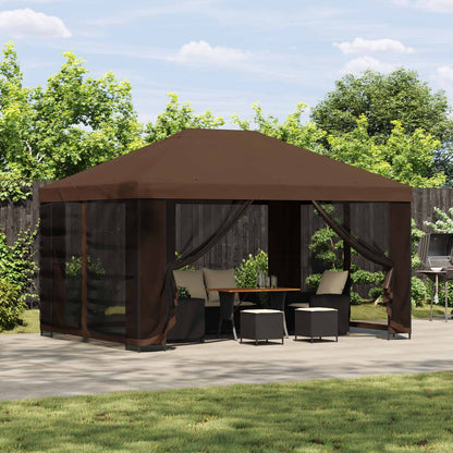 vidaXL Gazebo 4 x 3 m Brown Polyester and Steel 190 gsm