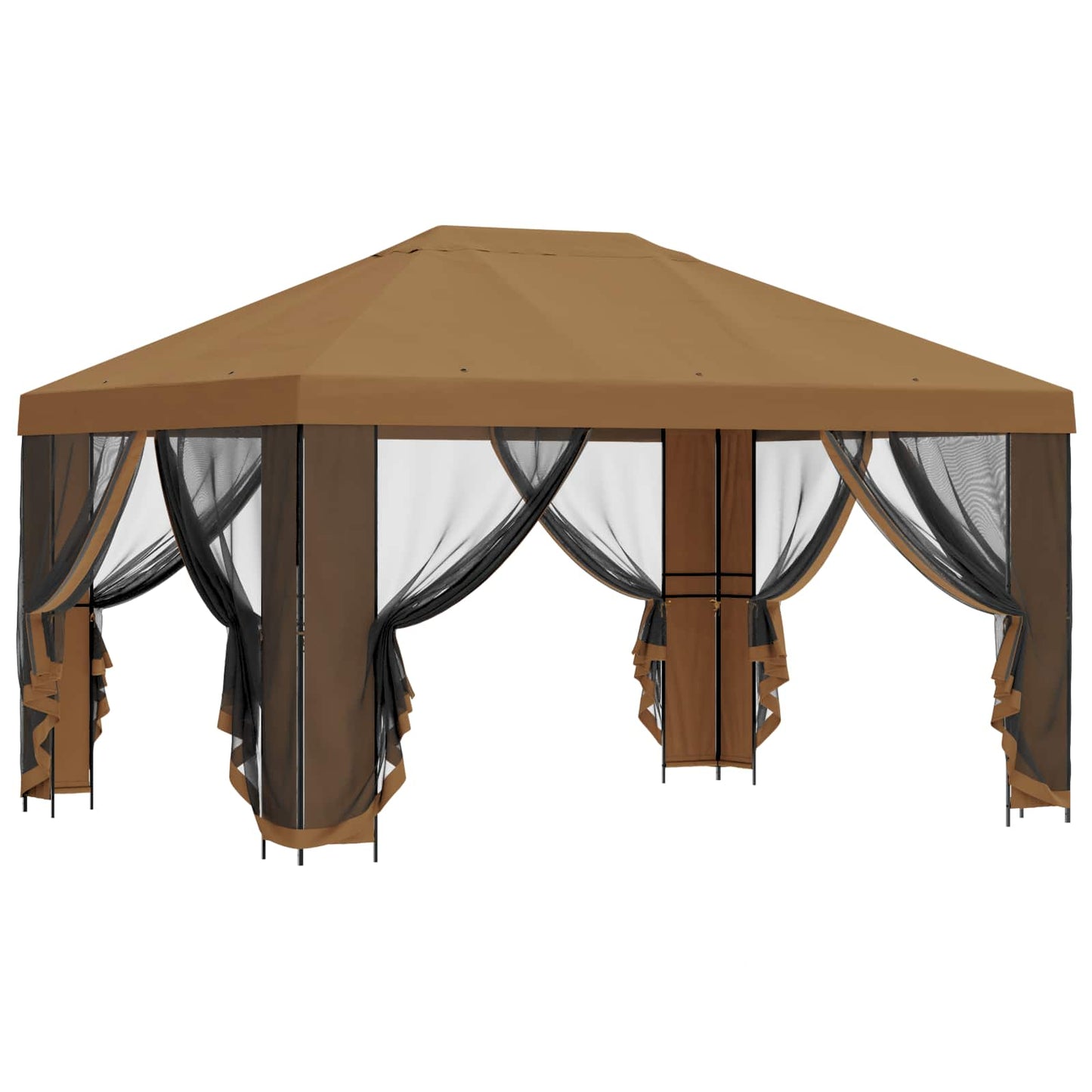 vidaXL Garden Gazebo with Sidewalls 4 x 3 m Beige Polyester and Steel