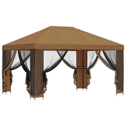 vidaXL Garden Gazebo with Sidewalls 4 x 3 m Beige Polyester and Steel