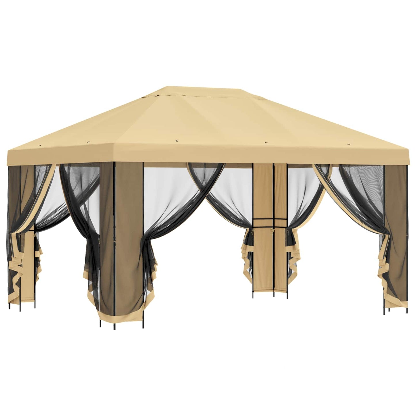 vidaXL Garden Gazebo with Sidewalls 4 x 3 m Cream Polyester and Steel