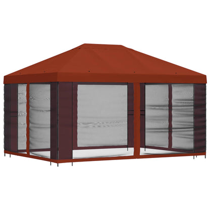 vidaXL Gazebo with Sidewalls 4 x 3 m Terracotta Polyester and Steel