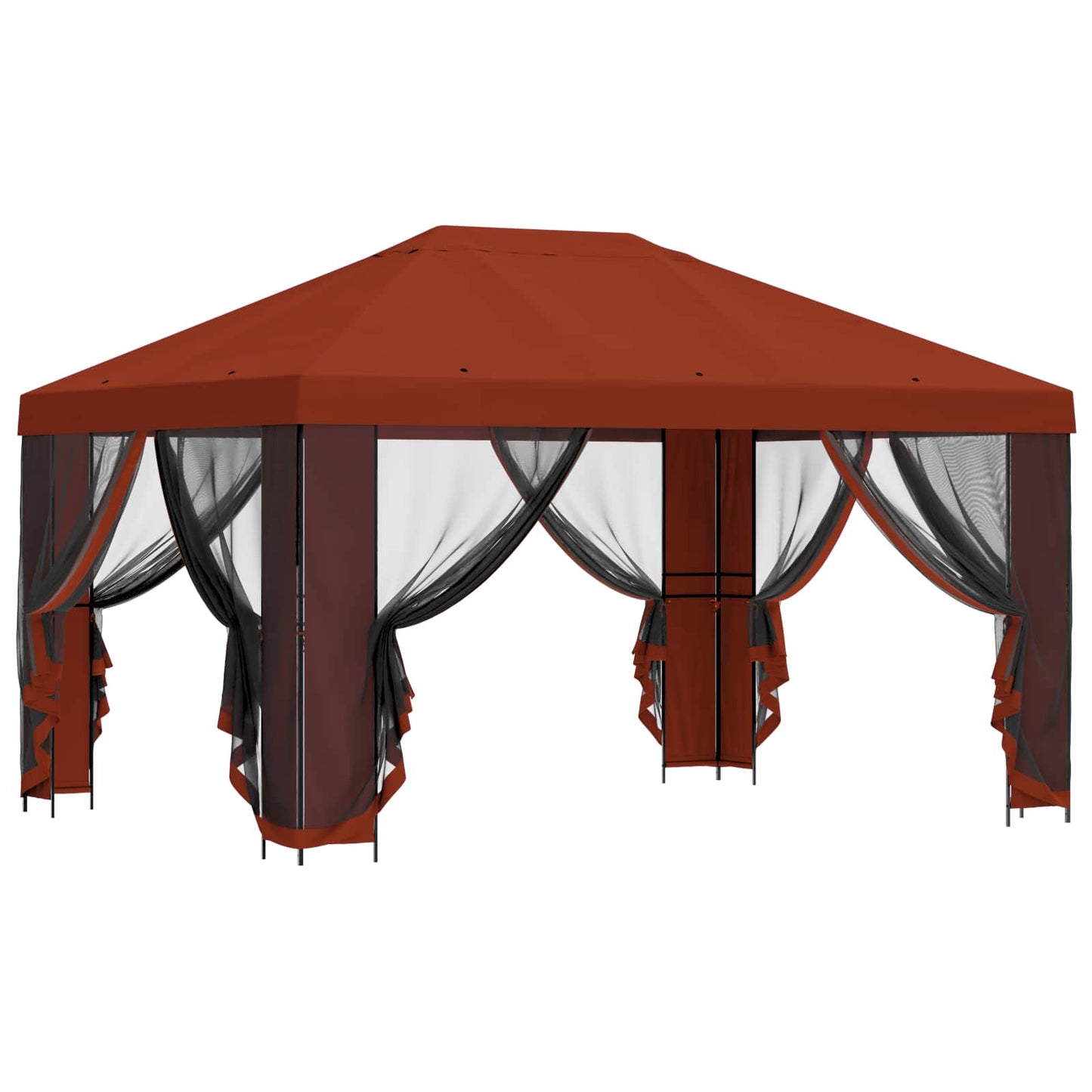 vidaXL Gazebo with Sidewalls 4 x 3 m Terracotta Polyester and Steel