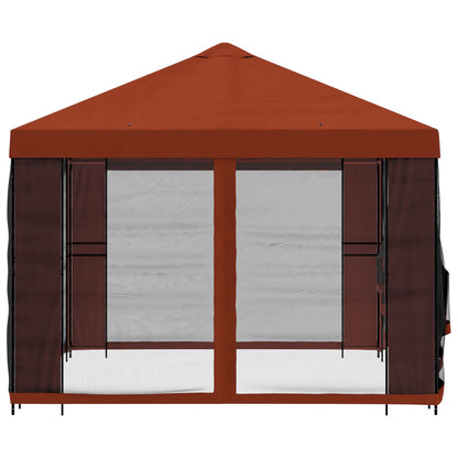 vidaXL Gazebo with Sidewalls 4 x 3 m Terracotta Polyester and Steel