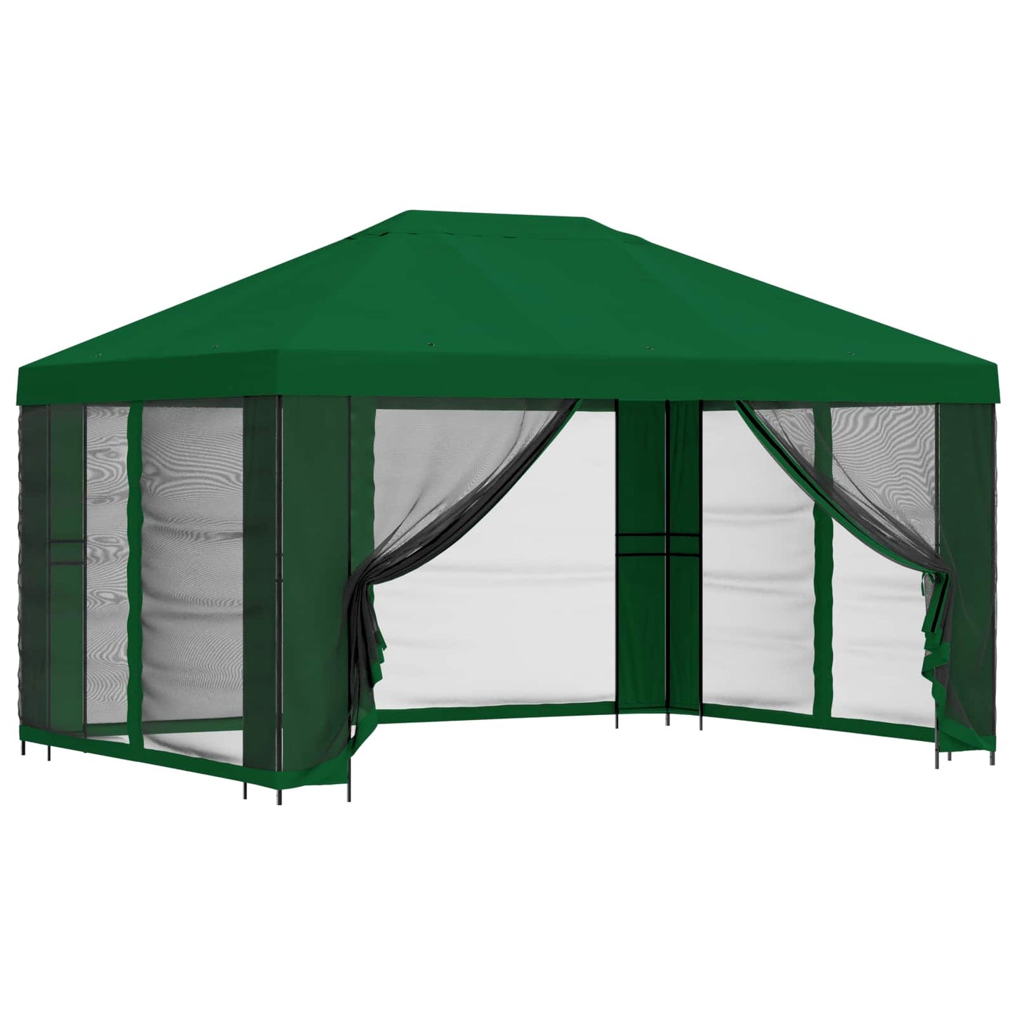 vidaXL Garden Gazebo with Sidewalls 4 x 3 m Green Polyester and Steel