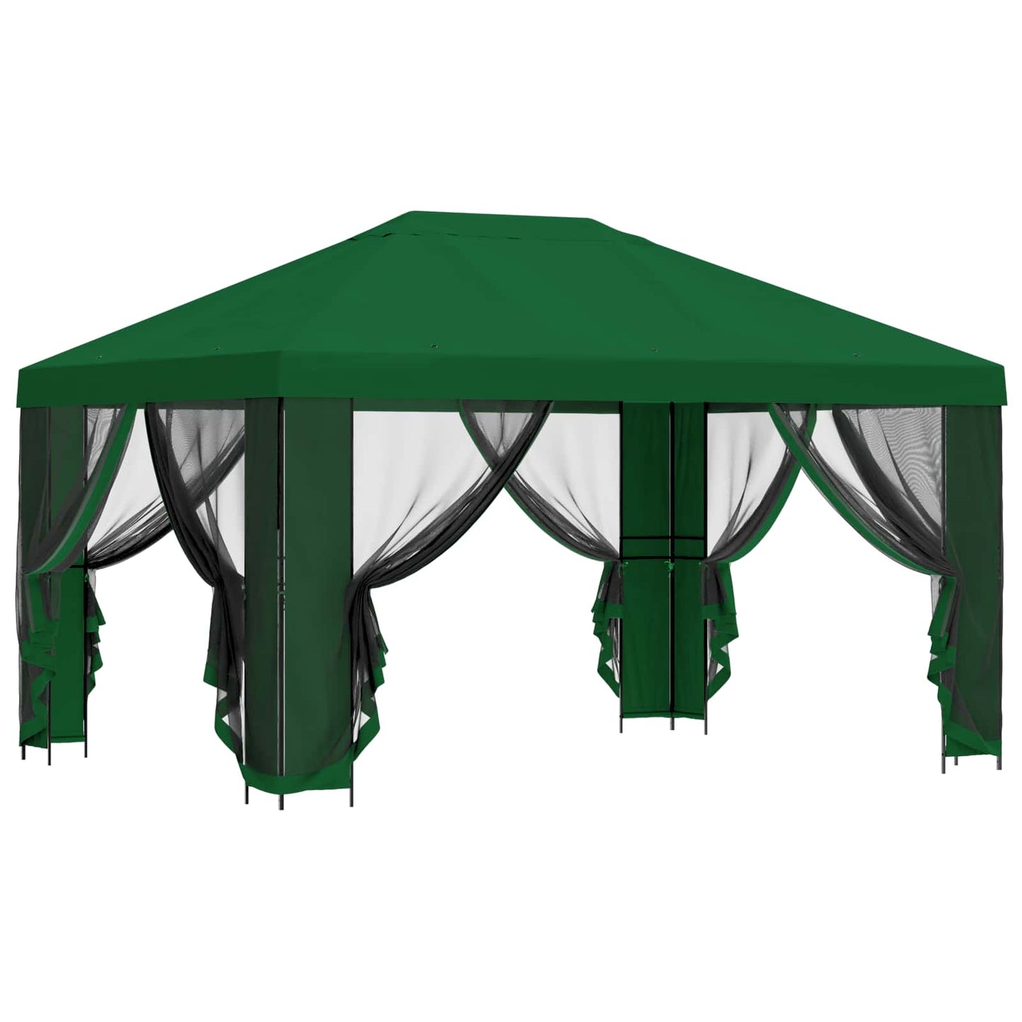 vidaXL Garden Gazebo with Sidewalls 4 x 3 m Green Polyester and Steel