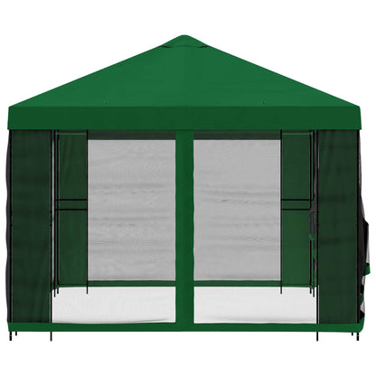 vidaXL Garden Gazebo with Sidewalls 4 x 3 m Green Polyester and Steel