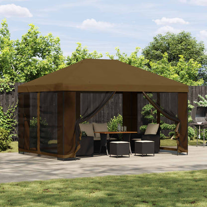 vidaXL Garden Gazebo with Sidewalls 4 x 3 m Taupe Polyester and Steel