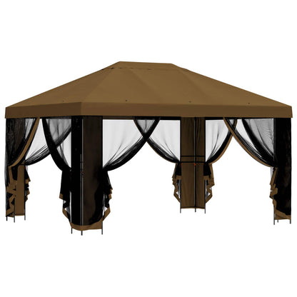 vidaXL Garden Gazebo with Sidewalls 4 x 3 m Taupe Polyester and Steel