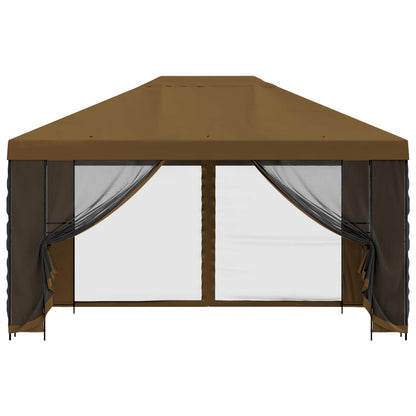 vidaXL Garden Gazebo with Sidewalls 4 x 3 m Taupe Polyester and Steel