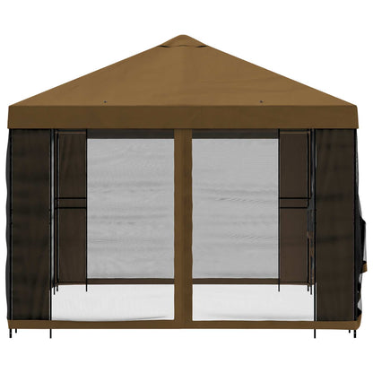 vidaXL Garden Gazebo with Sidewalls 4 x 3 m Taupe Polyester and Steel