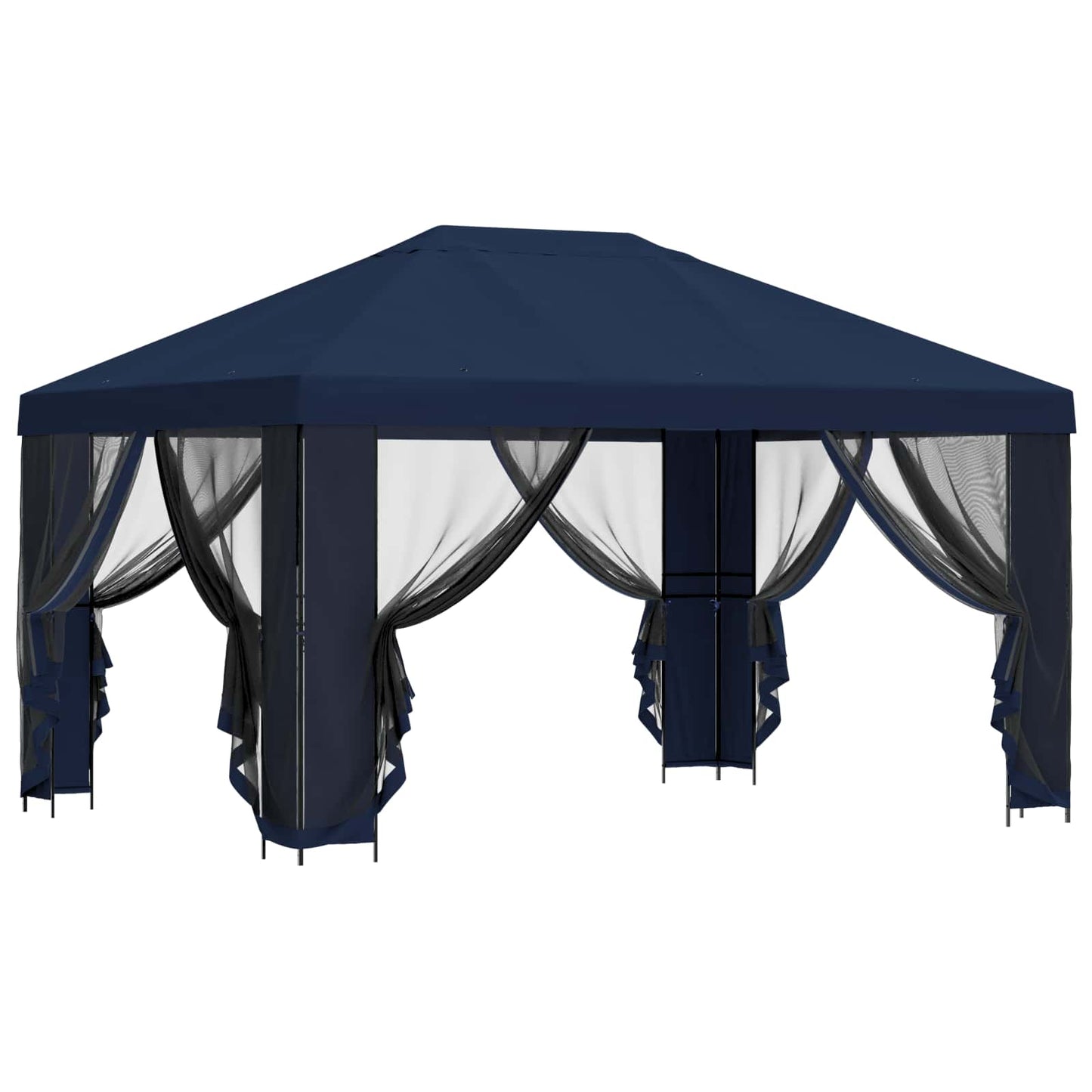 vidaXL Garden Gazebo with Sidewalls 4 x 3 m Blue Polyester and Steel