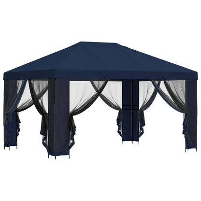 vidaXL Garden Gazebo with Sidewalls 4 x 3 m Blue Polyester and Steel