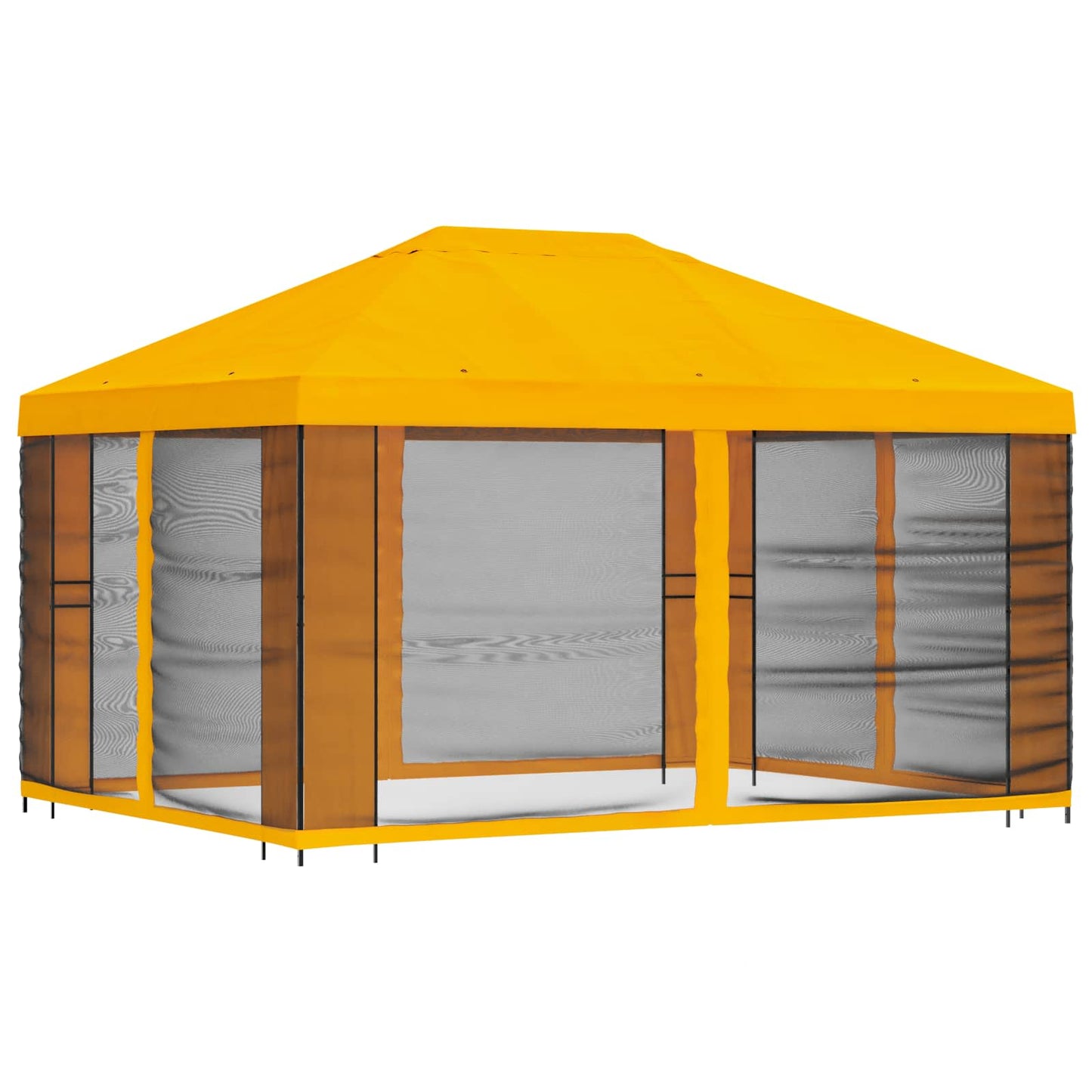 vidaXL Garden Gazebo with Sidewalls 4 x 3 m Yellow Polyester and Steel